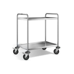 Rullebord m. 2 hylder, rustfri - Blanco