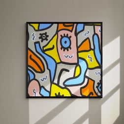 Akustik billede Be F*cking Happy 120x120 cm