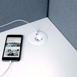 Kabelgennemføring Ø80 mm stik til bord m. 2 USB udtag