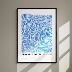 Akustik billede Troubled Water Blue 80x112 cm