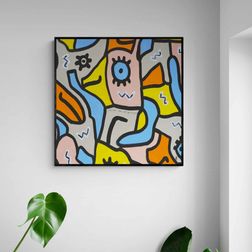 Akustik billede Be F*cking Happy 120x120 cm