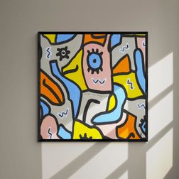 Akustik billede Be F*cking Happy 60x60 cm