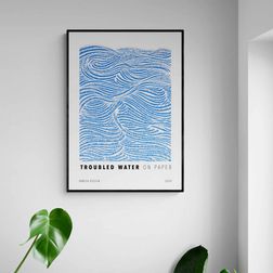 Akustik billede Troubled Water Blue 57x80 cm