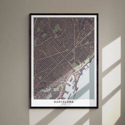 Akustik billede Barcelona kort 80x114 cm