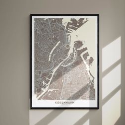 Akustik billede København kort 80x114 cm