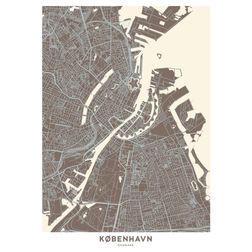 Akustik billede København kort 56x80 cm