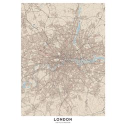 Akustik billede London kort 80x114 cm