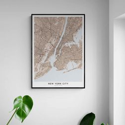 Akustik billede New York kort 56x80 cm