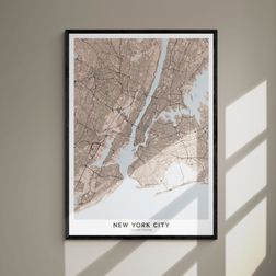 Akustik billede New York kort 56x80 cm