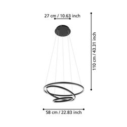 Loftlampe EGLO Lobinero-Z Ø58 cm, sort
