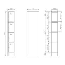 Personaleboks UniBox 1x4 rum. Blå