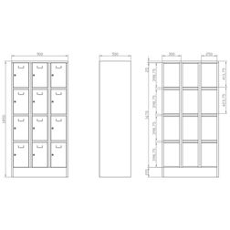 Personaleboks UniBox 3x4 rum. Blå