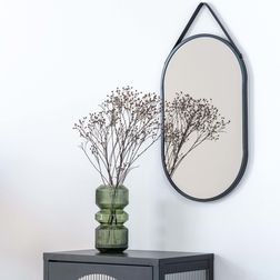 Spejl med PU-strop 35x60h cm, sort