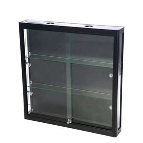 Væghængt glasvitrine Allum, m. LED lys