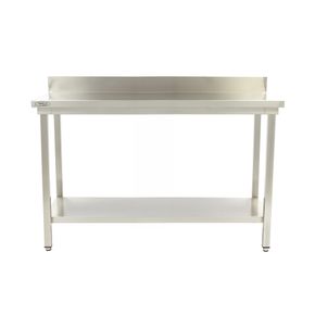 Stålbord m/ hylde og bagkant 70x160