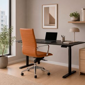 Kontorstol Prestige høj ryg, cognac brun