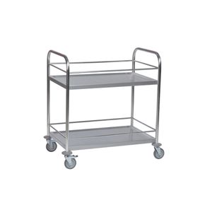Rullebord 2 hylder, sarg. Rustfri