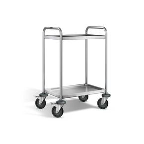 Rullebord m. 2 hylder, rustfri. Blanco