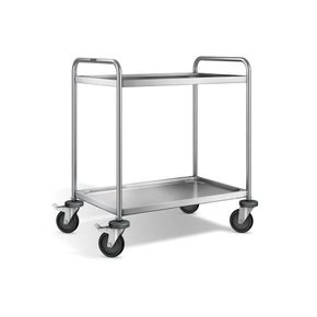 Rullebord m. 2 hylder, rustfri - Blanco