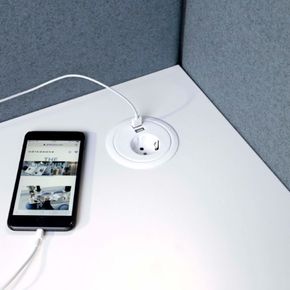 Kabelgennemføring Ø80 mm stik til bord m. 2 USB udtag