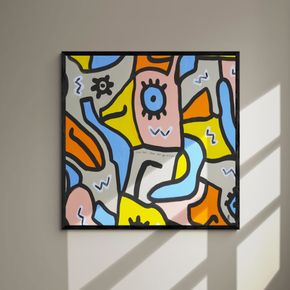 Akustik billede Be F*cking Happy 120x120 cm