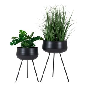 Blomsterstandere i stål FLOW 2 stk. sort