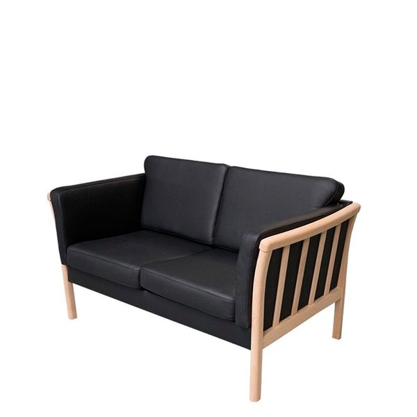 2 pers. Sofa Newcastle, Eg, Læder sort