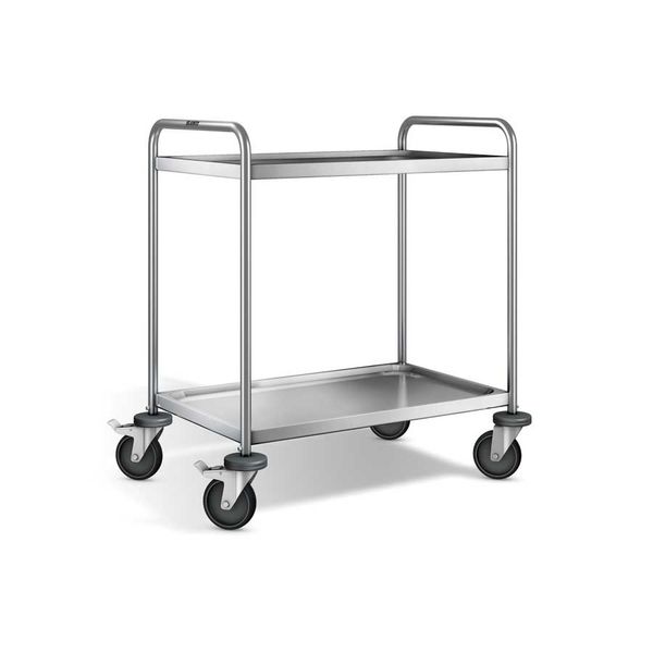 Rullebord m. 2 hylder, rustfri - Blanco