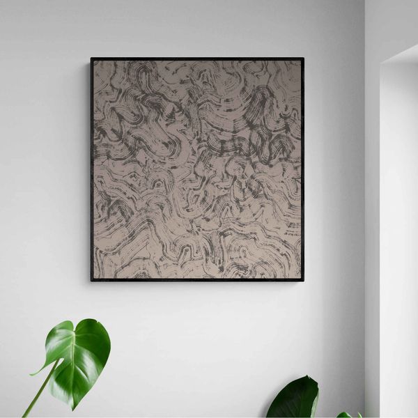 Akustik billede Brun bølge kaligrafi 57x60 cm