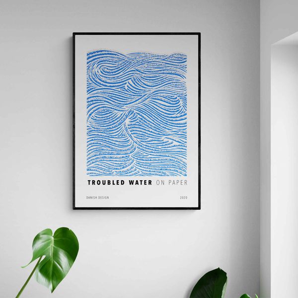 Akustik billede Troubled Water Blue 57x80 cm